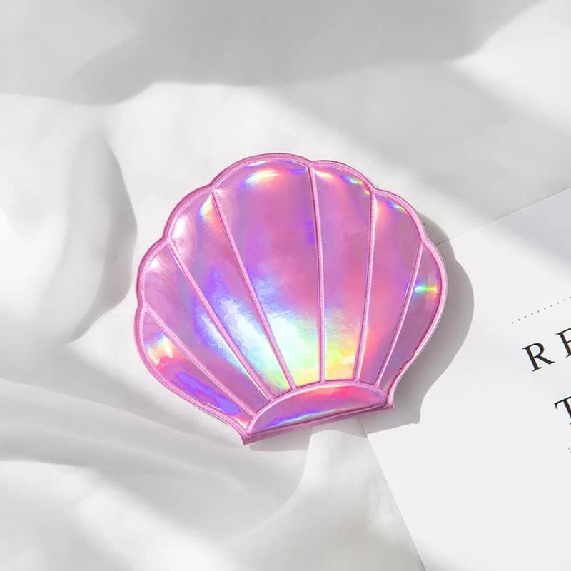 Miroir de maquillage holographique rêveur, miroir compact portable brillant style sirène, miroir cos
