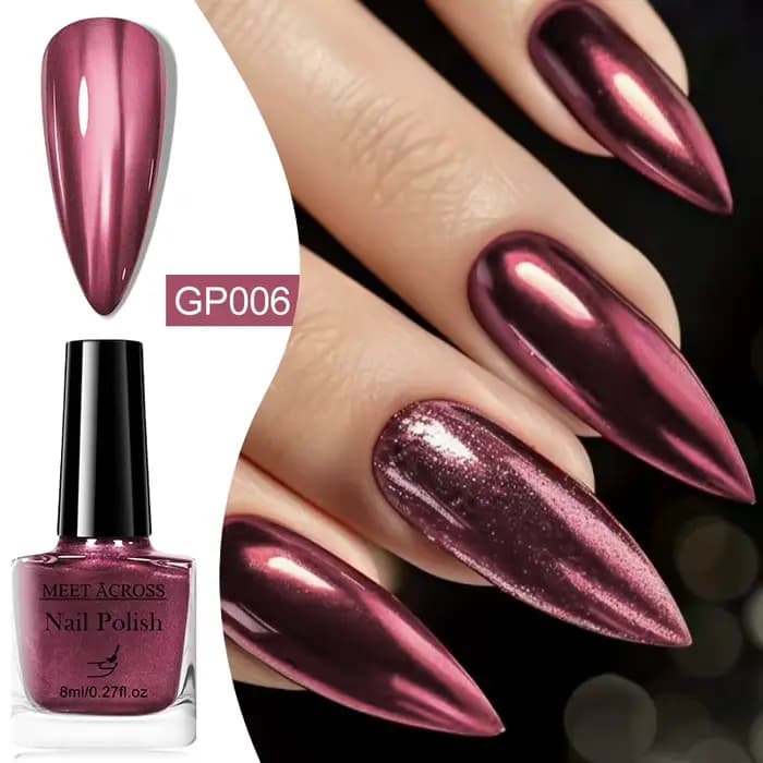 Vernis à ongles effet miroir 8ml, sans cuisson, séchage rapide et effet métallique détachable, adapt