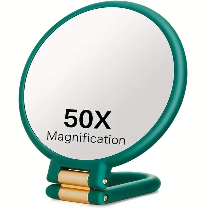 50x miroirs de maquillage portables Double face grossissement 1X/50X miroir de maquillage pliant Por