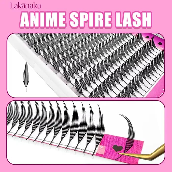 LAKANAKU Manga Anime flèche Extension de cils forme de plume 0.07mm C/D/CC Curl mélange 8-15mm 9-13m