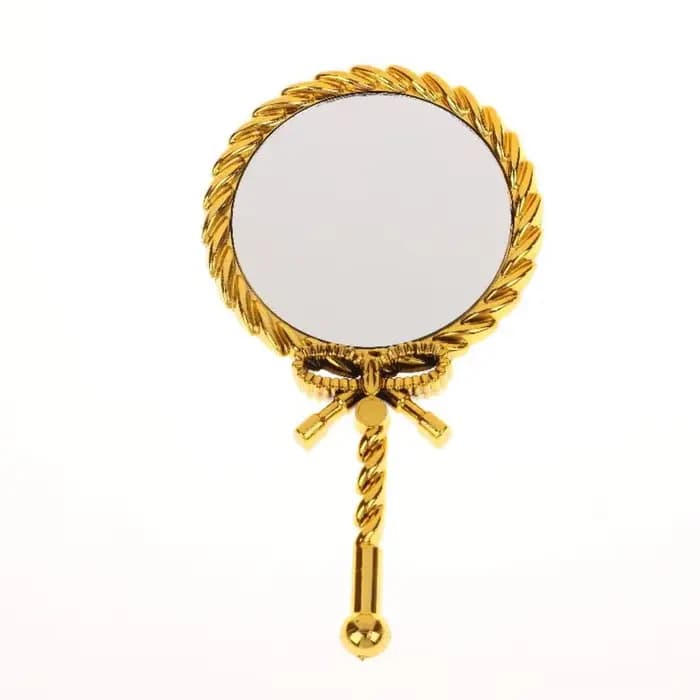 Miroir de Maquillage Portable à Motifs Vintage, Miroir Ovale Rond à Tenir à la Main, Style Ancien No