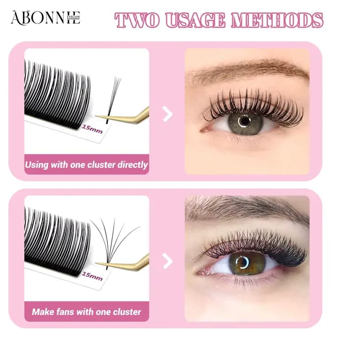 Abonnie 5D fleur humide cils Extensions cils individuels brun Volume doux 5D floraison fée faux faci