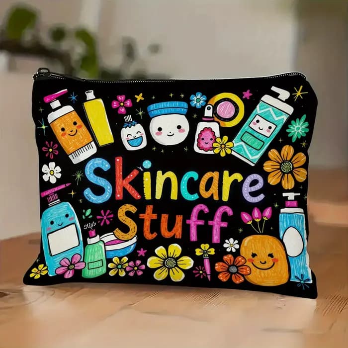 Sac de maquillage à motifs tendance - Pochette multifonctionnelle à fermeture éclair, sac de rangeme