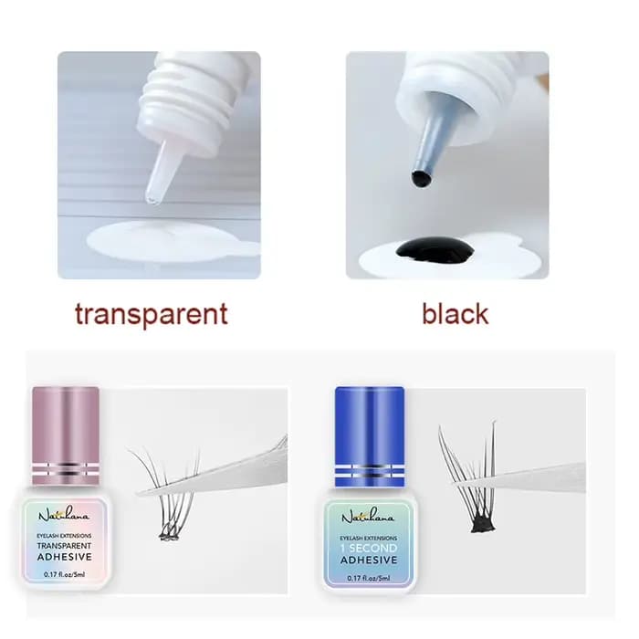 NATUHANA colle d'extension de cils noir/clair 2-3s séchage rapide yeux sensibles individuel fort fau
