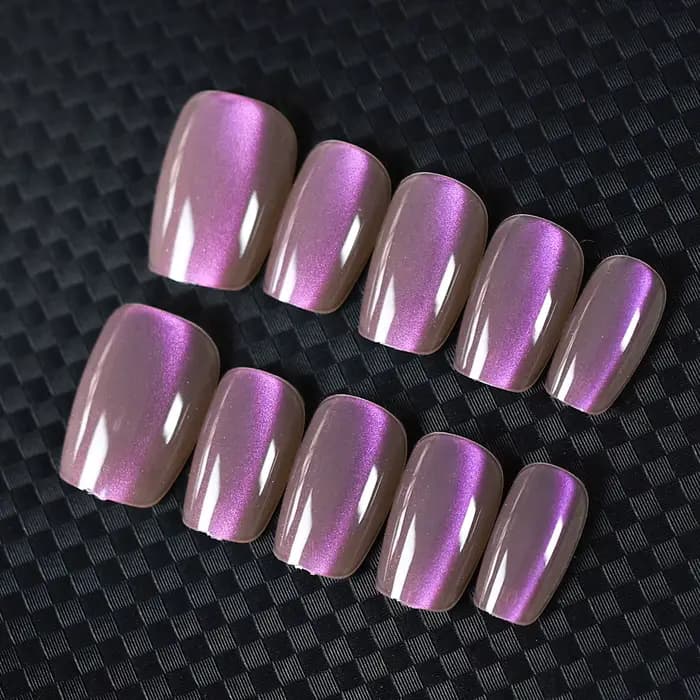 Jolis yeux de chat carrés pour femmes et filles, presse sur les ongles, style charmant, 3 tailles au