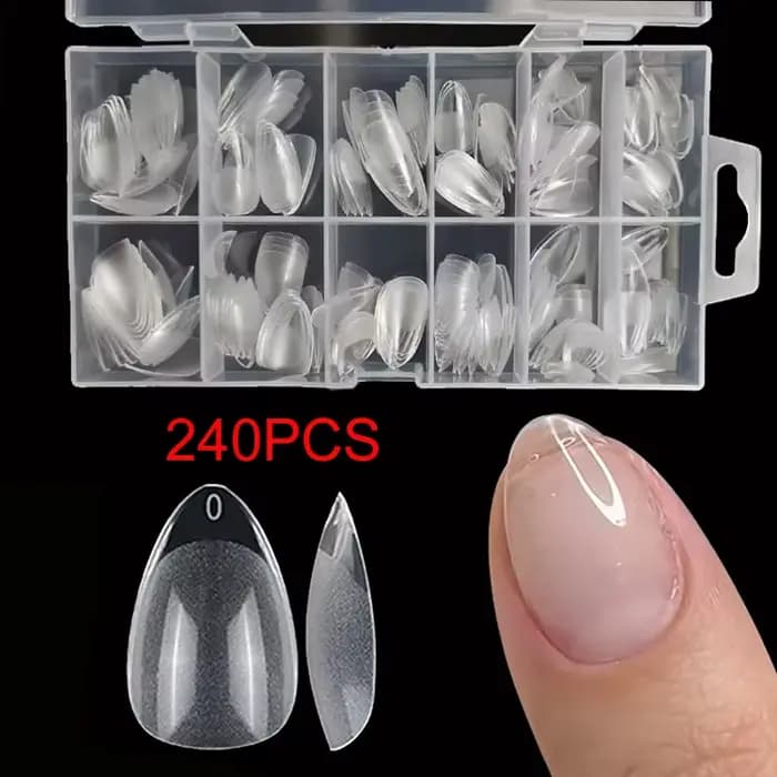 240 pièces/boîte semi-mat XXS amande ongles conseils couverture complète Gel doux faux ongles artifi