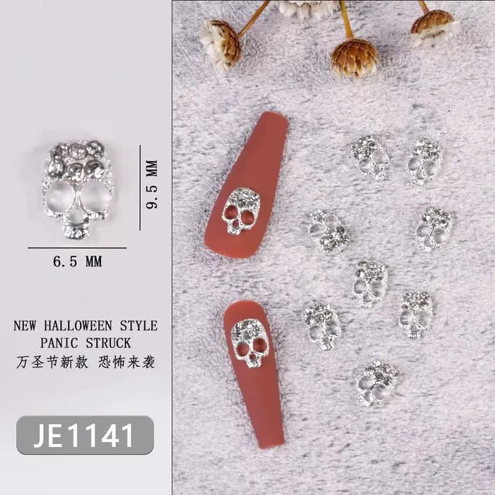 Breloques pour ongles en forme de croix Punk à paillettes complètes, 7x11.5cm, croix en métal argent