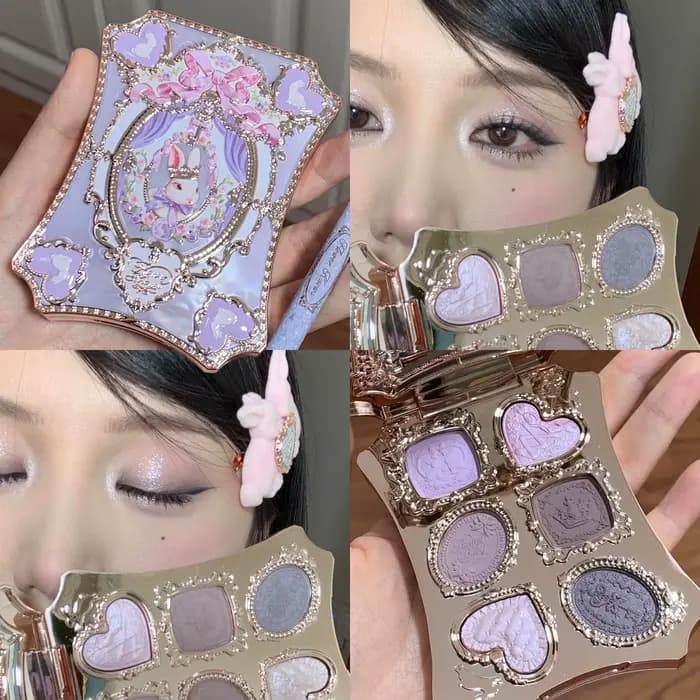 Palette de fards à paupières Flower Knows Bunny Garden Matte Pearlescent Powder Fine 6 couleurs, con