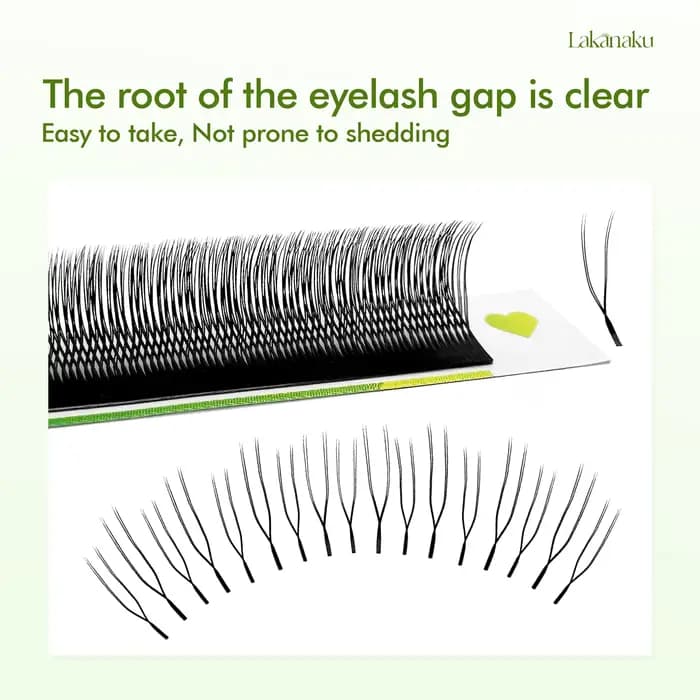LAKANAKU 2D UU technologie Fibers forme de cils U YY cilios para extension de Volume maquillage Doub