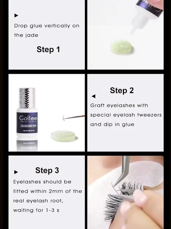 Gollee colle transparente pour extensions de cils pour couleur ou noir adhésif pour faux cils ou sou