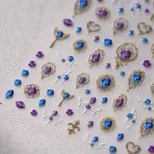 Autocollants pour Nail Art 5D, sceptre doré élégant, magnifique pierre précieuse de luxe, motif cour