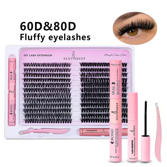 Kit d'extension de cils à faire soi-même, 480 pièces, mélange de grappes de cils individuels 40D 60D
