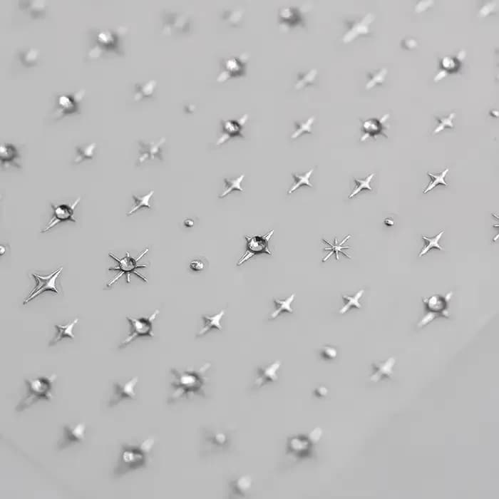 Autocollants pour ongles argentés 5D, 1 pièce, mini étoile en métal, autocollants pour nail art, aut