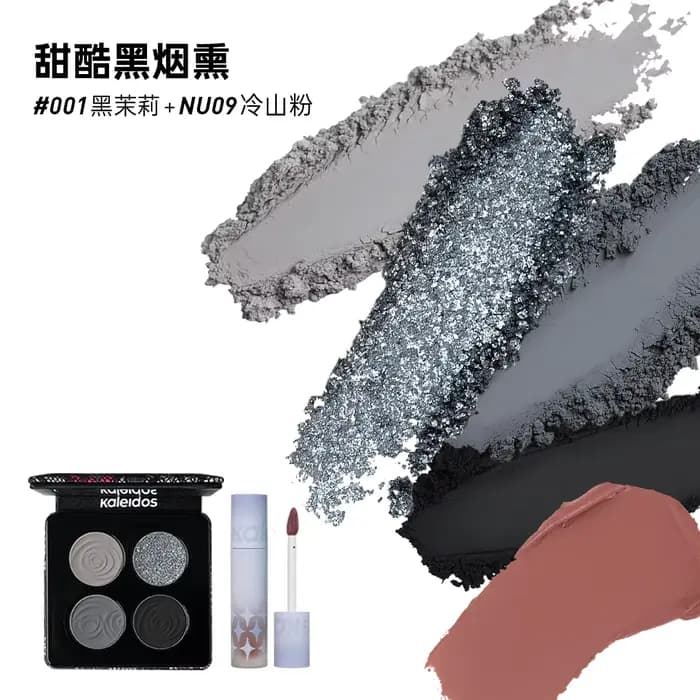 Ensemble de maquillage Kaleidos, fard à paupières mat coloré Storm Bird quatre couleurs, rouge à lèv