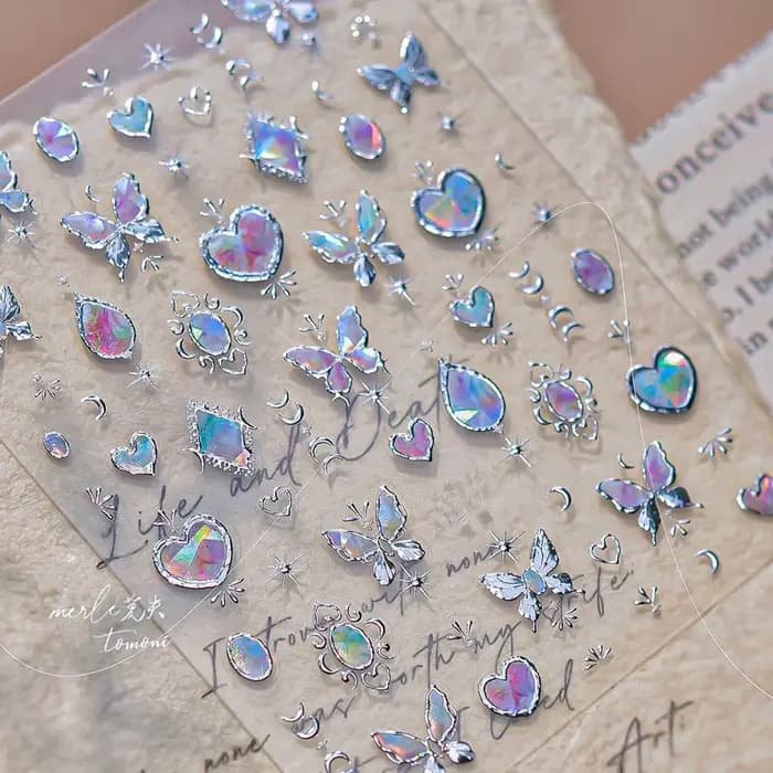 Autocollants pour Nail Art 5D, sceptre doré élégant, magnifique pierre précieuse de luxe, motif cour