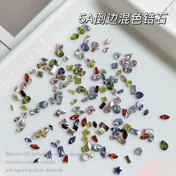 K9 perceuse à ongles Mini 5A Zircon diamant couleur mixte fond plat scintillant bord inversé Zircon