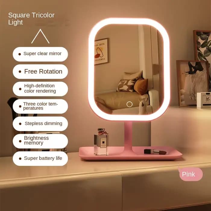 Miroir de courtoisie de bureau moderne pour femmes, miroir de maquillage LED, miroir tactile pour ch