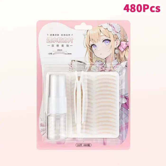 1 Kit d'outils pour paupières doubles : Autocollants invisibles pour paupières + Fourche en Y + Clip