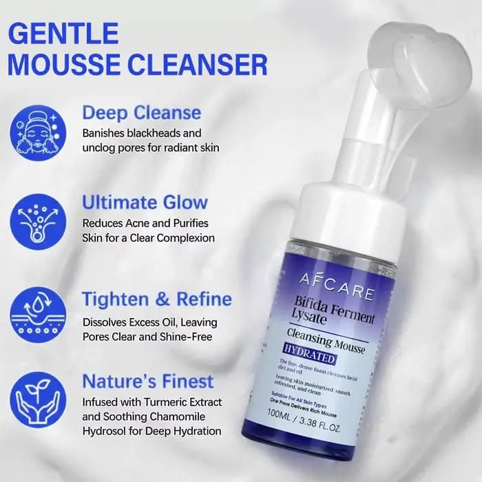AFCARE Mousse Nettoyante Quotidienne en Profondeur au Lysat de Ferment de Bifida – Mousse Douce pour