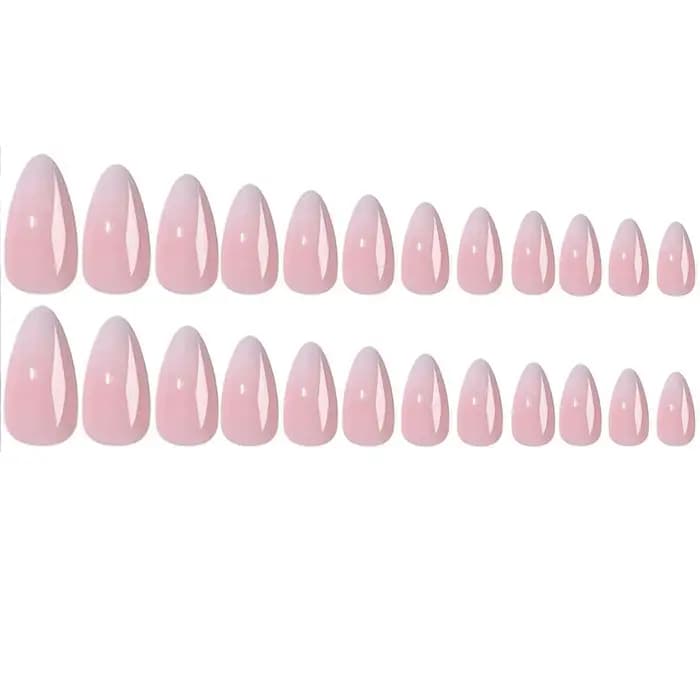 Faux ongles en amande dégradée blanche, 24 pièces, améliorez votre look, 1 lime à ongles et 1 Kit d'
