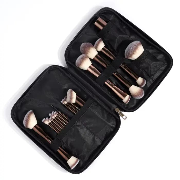 MAANGE 20 pièces pinceaux de maquillage professionnels + sac de rangement double extrémité fond de t