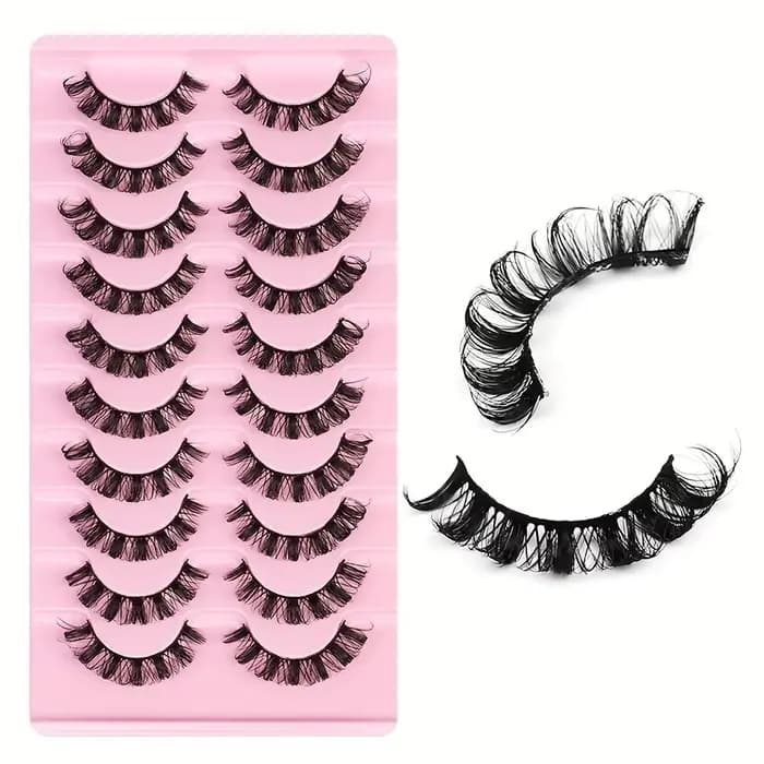 10 paires de cils à bande russe DD Curl faux cils moelleux vaporeux Faux cils en vison Pack