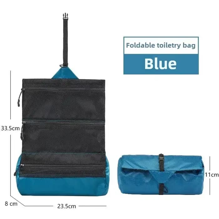 Organisateur de toilette pliable de qualité supérieure : sac de lavage portable étanche pour le camp
