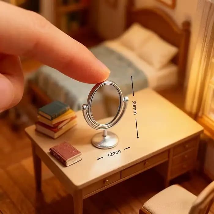1 pièce Miroir miniature rétro, modèle de scène de coiffeuse, échelle 1:12, ornement pour maison de
