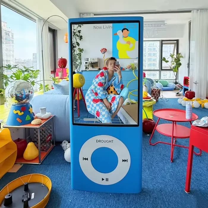 Miroir pleine longueur rétro pour chambre à coucher, miroir sur pied créatif et personnalisé, idéal