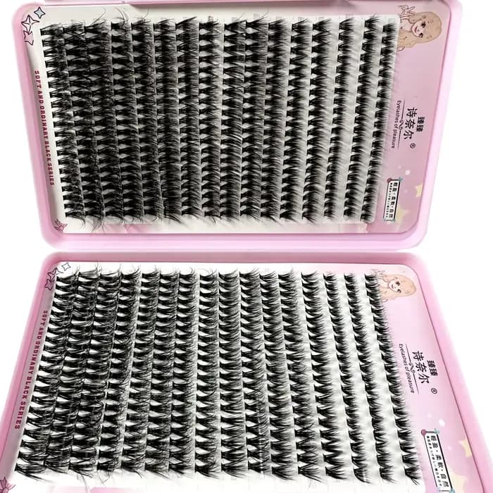Grappes de faux cils 8D Fluffy Optics, 640 pièces, boucles D, contaminants, cils individuels, 8-16mm