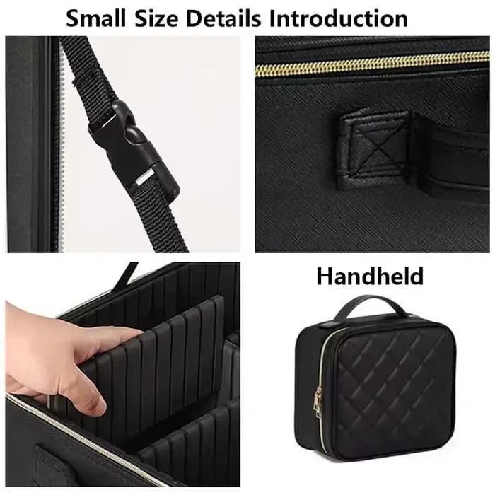 Trousse de maquillage de voyage de grande taille avec miroir, étui de maquillage de manucure de beau