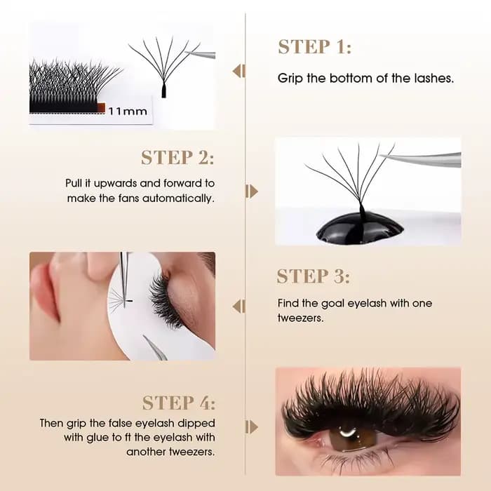 MASSCAKU vente en gros C/D Curl Faux vison préfabriqué Volume Fans cils individuels moelleux 6D 7D 8