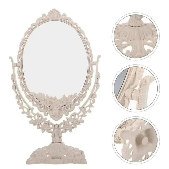 Miroir de maquillage de Style européen Vintage, miroir cosmétique de forme ovale, pivotant à 360 deg