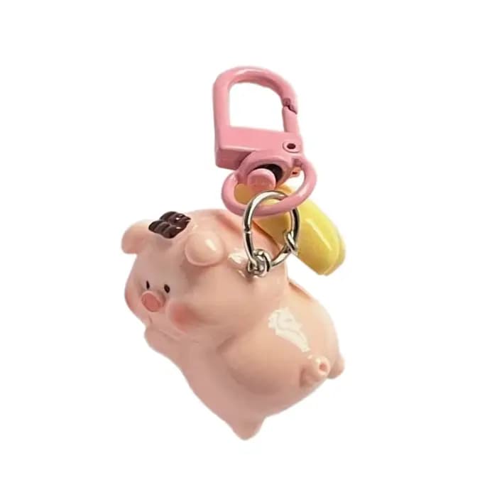 Porte-clés cochon rose, ornement en résine, joli pendentif cochon dessin animé, décoration en résine