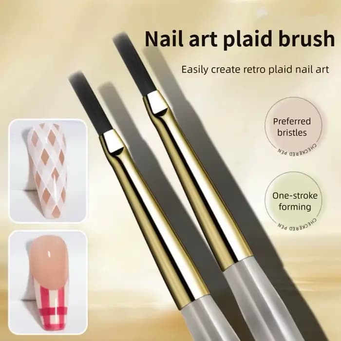 Ensemble de pinceaux pour Nail Art à carreaux français, stylo à dessin à motif de grille de ligne po
