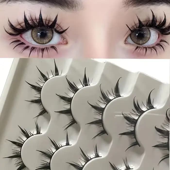 Faux cils d'inspiration d'anime, 5 paires de faux cils d'oeil de dessin animé, aspect dramatique, st