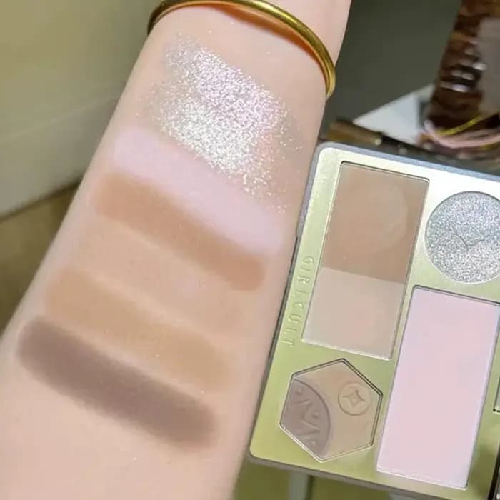 Girlcult Face Palette 01 Palissandre, Palette de maquillage tout-en-un, Texture de poudre lisse, hau