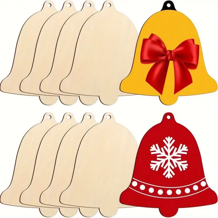 Ornements de noël en bois pour peindre, bricolage, cloches vierges, découpes, ornement en bois inach