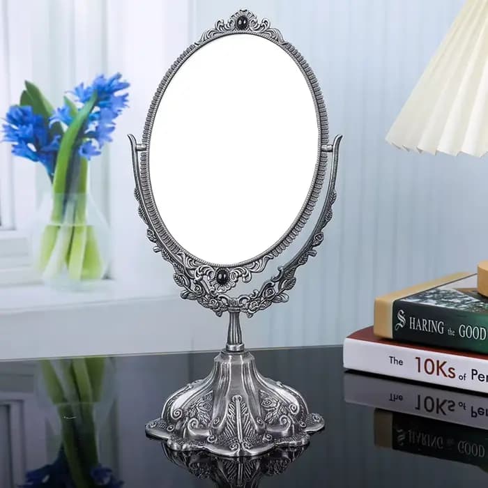 Miroir de maquillage vintage double face, miroir de bureau européen rotatif, miroir de maquillage na