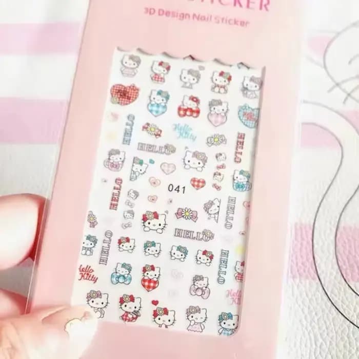 1 pièces Tomoni 3D Hello Kitty autocollant pour ongles dames mignon fournitures pour ongles décalcom