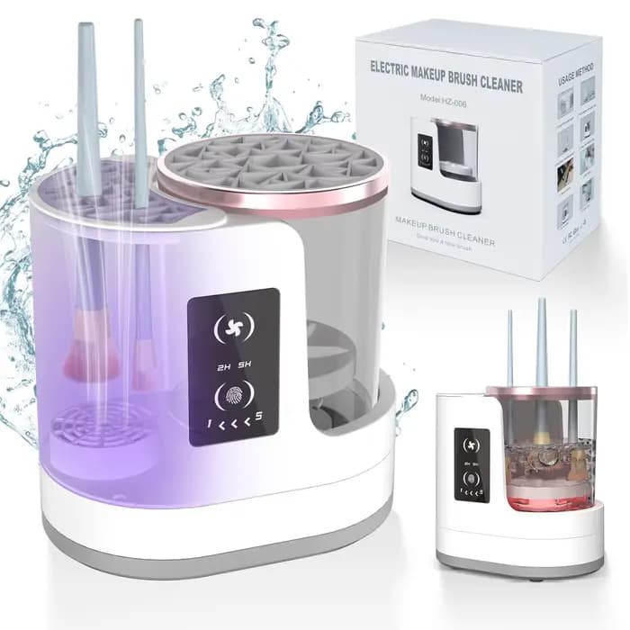 Machine de nettoyage de pinceaux de maquillage électrique avec sécheur de pinceaux - support - porta