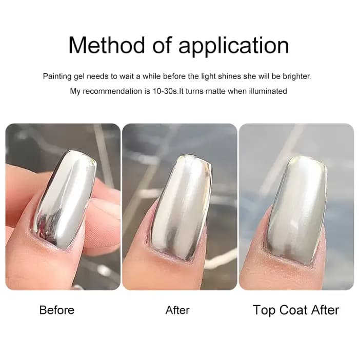 AS 5ml argent métallique peinture Liner Gel vernis Super brillant miroir Gel vernis à ongles lignes