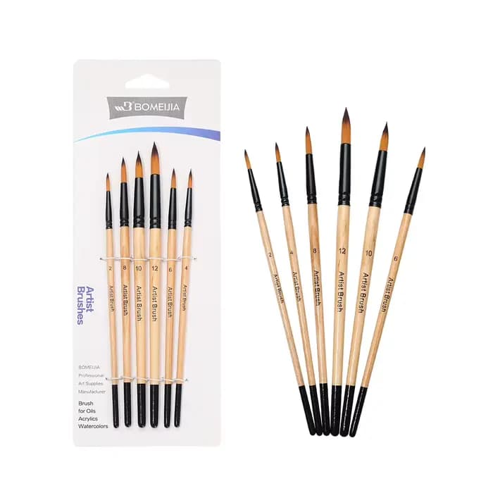 Pinceaux BOMEIJIA - 6 pinceaux de qualité supérieure pour artistes et usage domestique