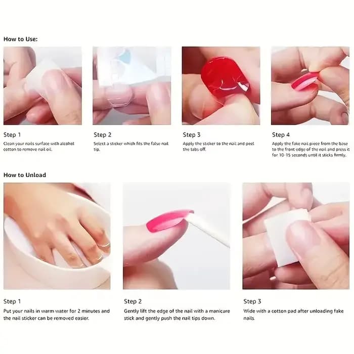 24 morceaux de faux ongles carrés courts, avec un cœur dégradé teint en halo et un design français c