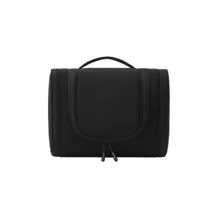 Trousse de Toilette Portable en Nylon à Suspendre, Sac Cosmétique Étanche à Trois Fermetures Éclair,