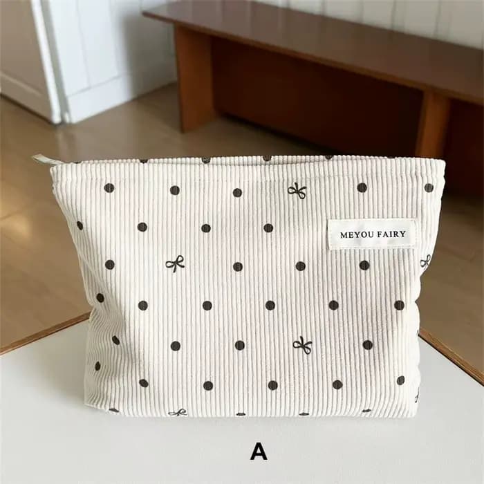 Trousse de maquillage de voyage en velours côtelé avec motif d'arc, trousse à cosmétiques pour organ