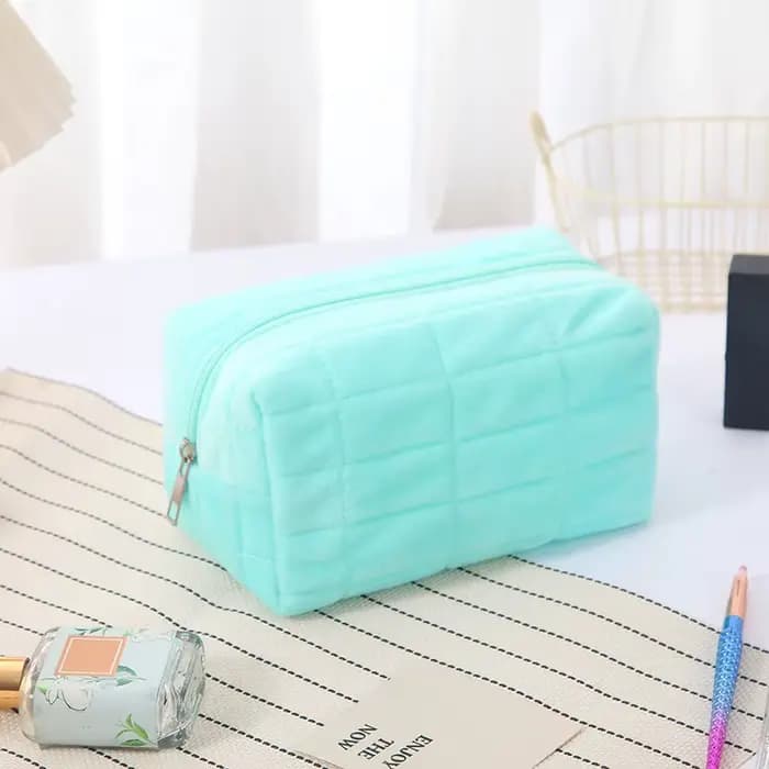 Sac de maquillage en peluche mignon pour femmes, petits sacs à cosmétiques portables de voyage, trou