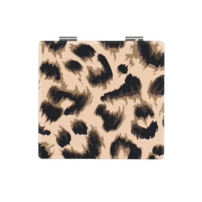 Miroir de maquillage portable à imprimé léopard, miroir de poche carré pliant, miroir cosmétique dou
