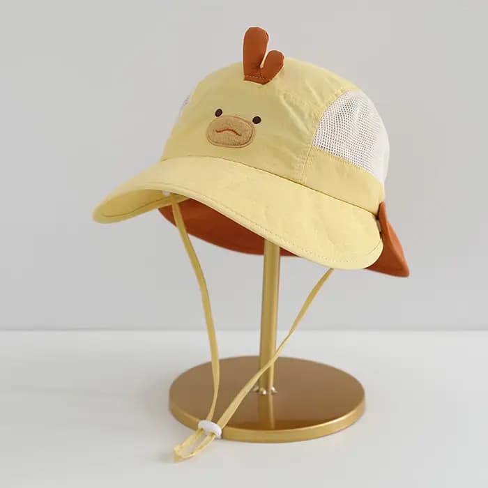 Chapeau de plage pour bébé avec visière solaire, motif dessin animé, oreilles d'ours et de lapin, po