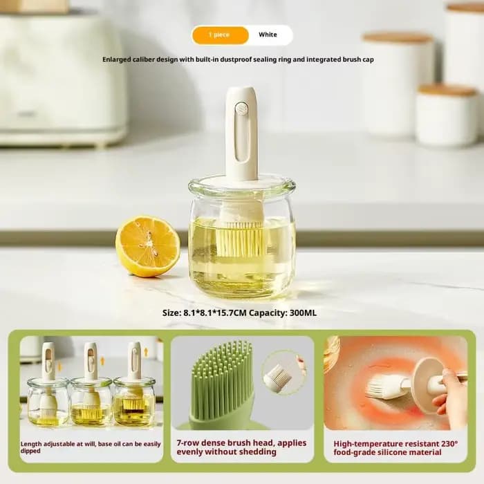 Bouteille de brosse à huile télescopique, bouteille d'huile en verre, brosse à huile de cuisson de c